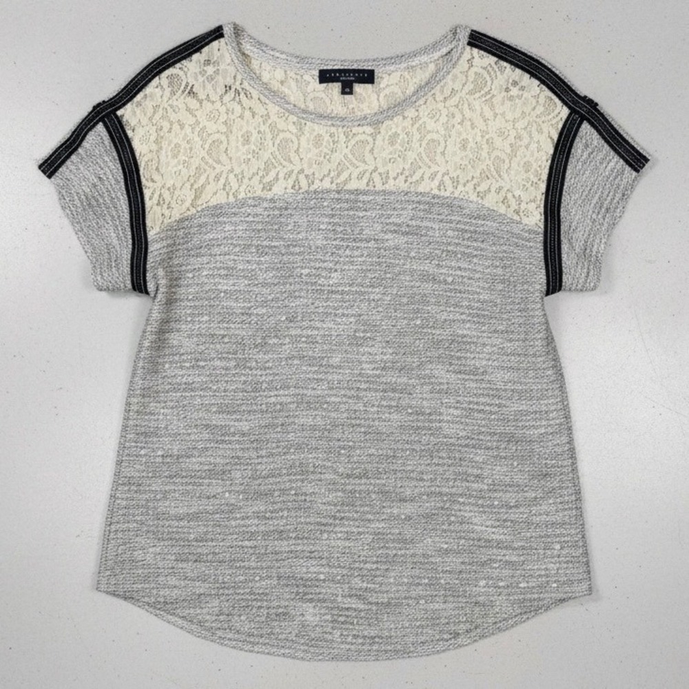 Anthropologie Sanctuary Tweed Lace Short Sleeve Top Mixed Media size Medium